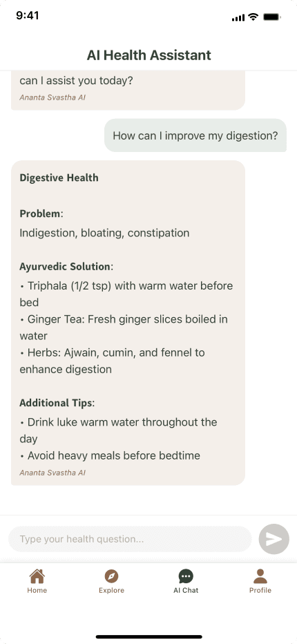 Ananta Svastha App Screen 3